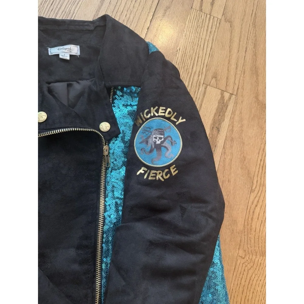 Disney Descendants Uma Moto Jacket Girls S Blue Sequin Wickedly Fierce